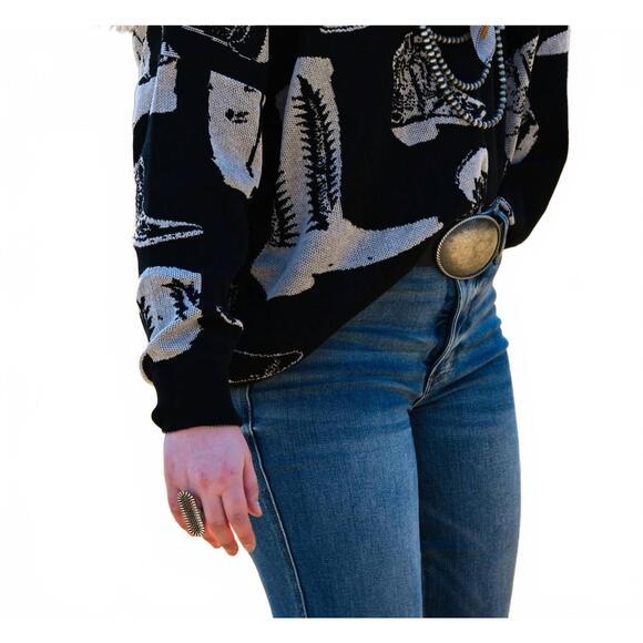 NEW 2FLYCO the west wrangler sweater in blue - Picture 5 of 7